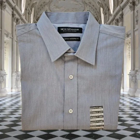 Nick Graham | Shirts | Nick Graham Stretch Modern Fit Men Long Sleeve Dress  Shirt Xl 7175 3435 | Poshmark